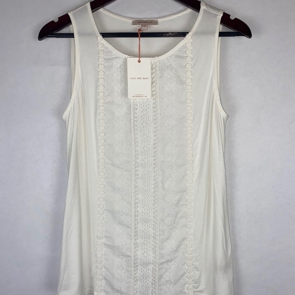 NWT Skies are Blue Ivory Lace Front Sleeveless Tank Top size Small NEW - Picture 1 of 5